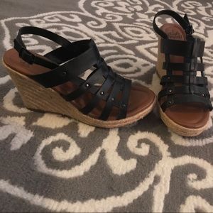 Black and Tan Wedge Heels